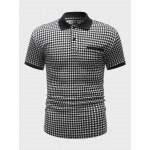 Men Houndstooth Print Polo Shirt