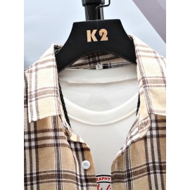 Men Plaid Patched Pocket Shirt Without Tee