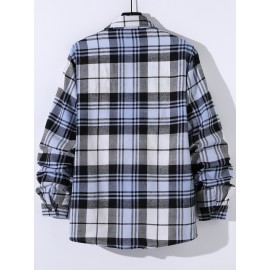 Men Plaid Patched Pocket Shirt Without Tee