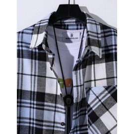 Men Plaid Patched Pocket Shirt Without Tee