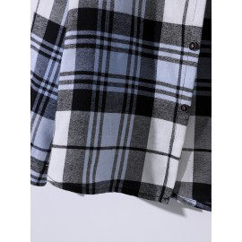 Men Plaid Patched Pocket Shirt Without Tee