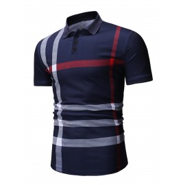 Men Plaid Print Polo Shirt