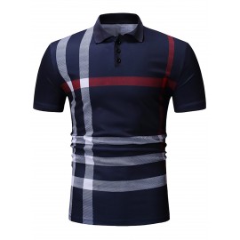 Men Plaid Print Polo Shirt