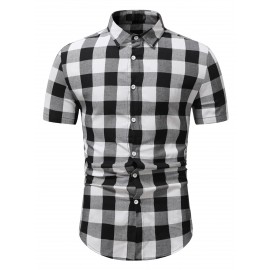 Men Buffalo Plaid Button Front Shirt