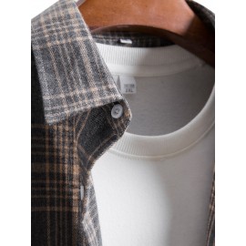 Men Plaid Patched Pocket Shirt Without Pullover