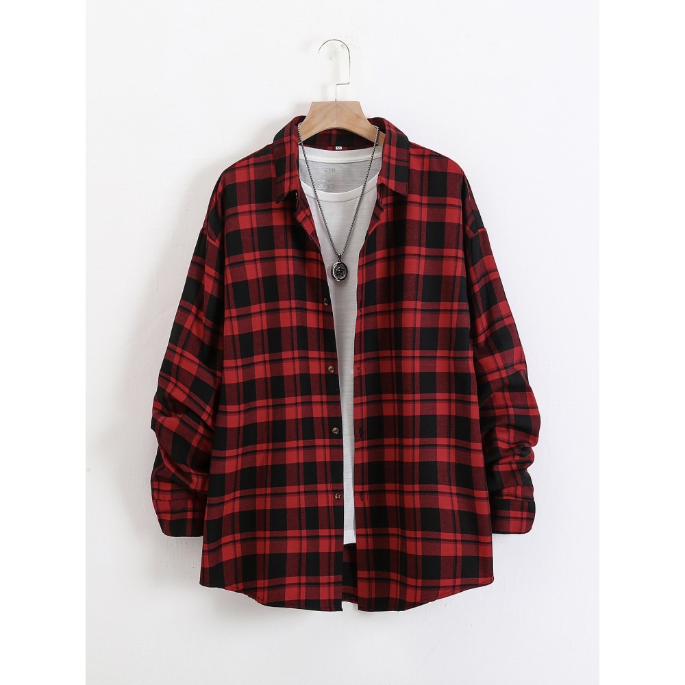 Men Plaid Button Front Shirt Without Tee