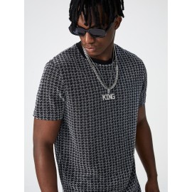 Men Houndstooth Print Tee