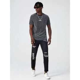 Men Houndstooth Print Tee