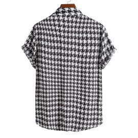 Men Houndstooth Print Shirt