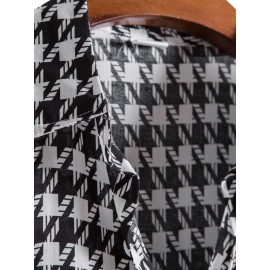 Men Houndstooth Print Shirt