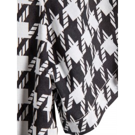 Men Houndstooth Print Shirt