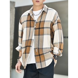 Men Plaid Drop Shoulder Shirt