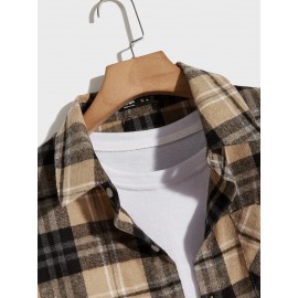 Plaid Button Front Pocket Shirt Without Tee