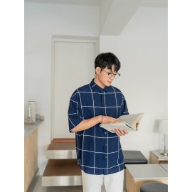 Men Plaid Drop Shoulder Shirt