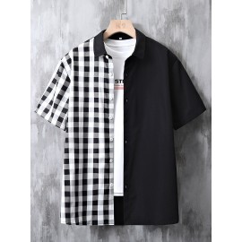 Extended Sizes Men Gingham Print Button Up Shirt Without Tee