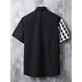 Extended Sizes Men Gingham Print Button Up Shirt Without Tee