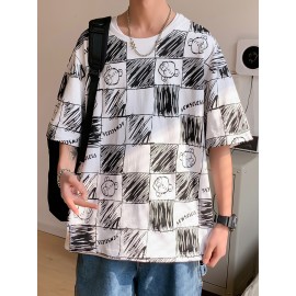 Men Letter & Cartoon Graphic Drop Shoulder Tee