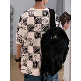 Men Letter & Cartoon Graphic Drop Shoulder Tee