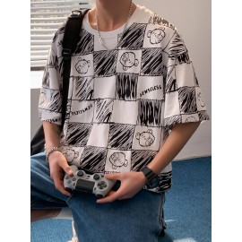 Men Letter & Cartoon Graphic Drop Shoulder Tee