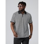 Extended Sizes Men Houndstooth Print Polo Shirt