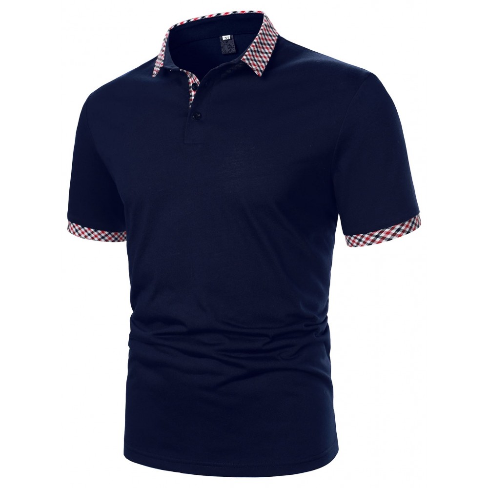 Men Plaid Print Polo Shirt