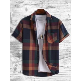 Men Plaid Print Shirt Without Tee