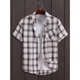 Men Plaid Print Shirt Without Tee