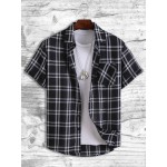 Men 1pc Plaid Pocket Front Shirt