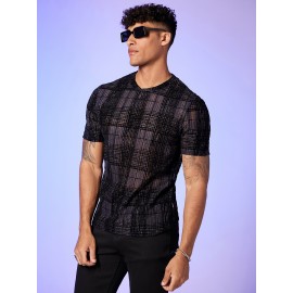 Men Plaid Glitter Top