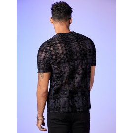 Men Plaid Glitter Top