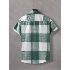 Men 1pc Plaid Print Pocket Patched Shirt