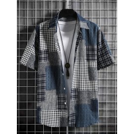 Men 1pc Plaid & Houndstooth Print Shirt