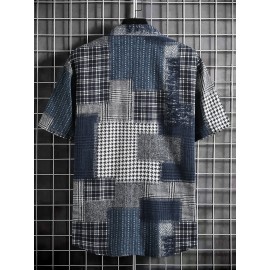 Men 1pc Plaid & Houndstooth Print Shirt