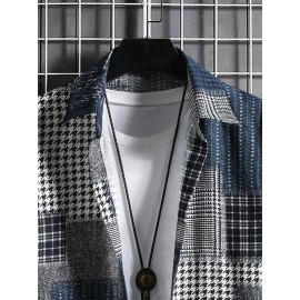 Men 1pc Plaid & Houndstooth Print Shirt