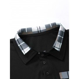 Men Plaid Patched Pocket Polo Shirt