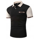 Men Plaid Print Colorblock Polo Shirt