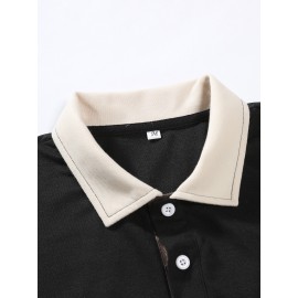 Men Plaid Print Colorblock Polo Shirt