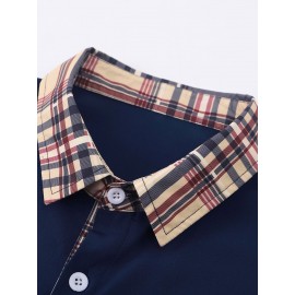 Men Plaid Trim Shirt