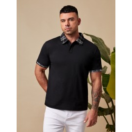 Extended Sizes Men Plaid Polo Shirt