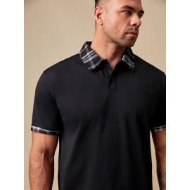 Extended Sizes Men Plaid Polo Shirt