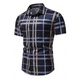 Men Plaid Print Button Front Shirt