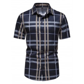 Men Plaid Print Button Front Shirt