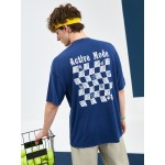 Men Checkered & Letter Graphic Tee